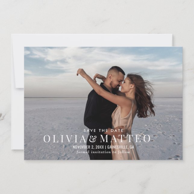 Modern Classic Photo Wedding  Save The Date (Front)
