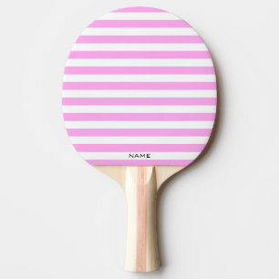 Modern Classic Pink White Stripes Custom Name   Ping Pong Paddle