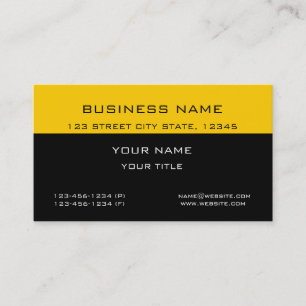 Modern Classic Professional Yellow Black Business Card