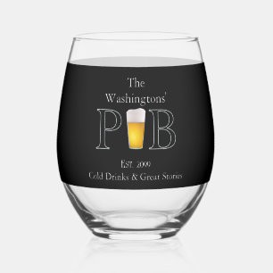 Modern Classic Pub Drinking Glasses Stemless Wine