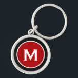 Modern Classic Red Monogram<br><div class="desc">Personalised Classic Monogrammed Keychain Monogram Initial Black Red White. Perfect as holiday gift, family reunion favours, thank you gift for groomsmen and gift for any special occasions.</div>