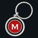 Modern Classic Red Monogram Key Ring<br><div class="desc">Personalised Classic Monogrammed Keychain Monogram Initial Black Red White. Perfect as holiday gift,  family reunion favours,  thank you gift for groomsmen and gift for any special occasions.</div>