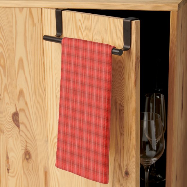 Modern Classic Red Plaid Tea Towel (Thirds Fold)