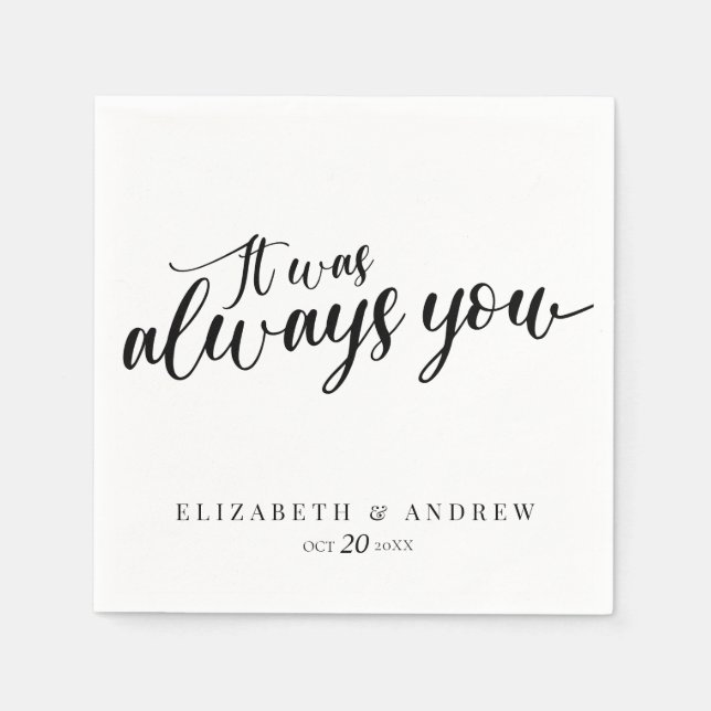 Modern Classic Script Wedding Napkin (Front)