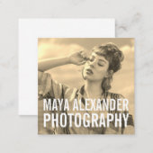 Modern classic sepia photography photo filter square business card (Front/Back)