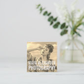 Modern classic sepia photography photo filter square business card (Standing Front)