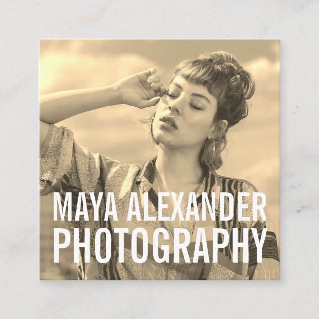 Modern classic sepia photography photo filter square business card (Front)