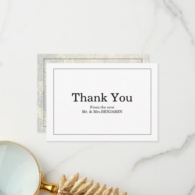 Modern Classic Serif Wedding Thank You Card (Front/Back In Situ)