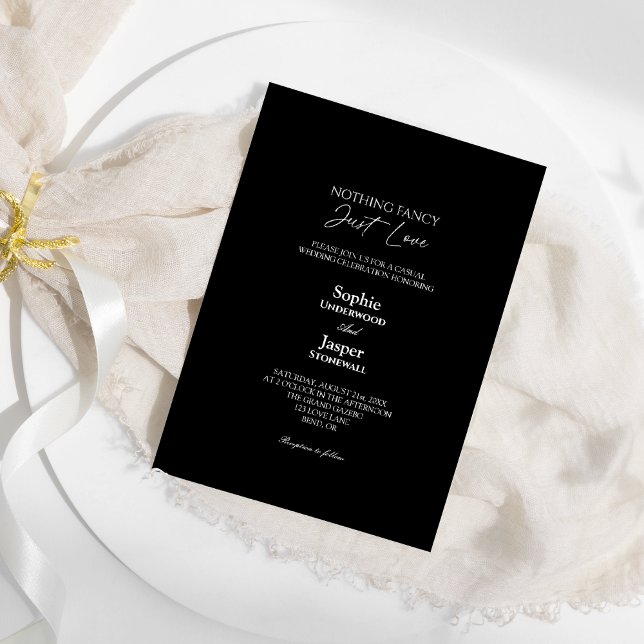 Modern Classic Simple Black Nothing Fancy Wedding Invitation (Creator Uploaded)