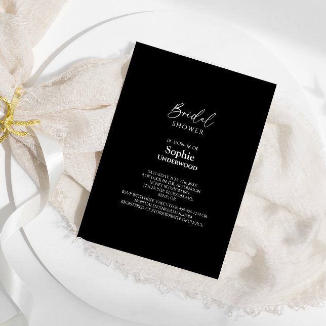 Modern Classic Simple Black Wedding Bridal Shower Invitation (Creator Uploaded)