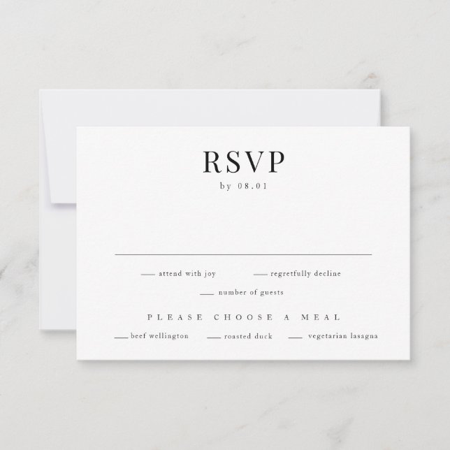 Modern Classic Simple Elegant Wedding RSVP Card (Front)