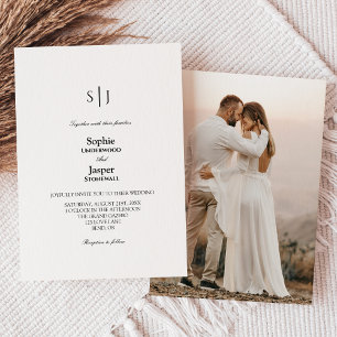 Modern Classic Simple Monogram Photo Wedding Invitation