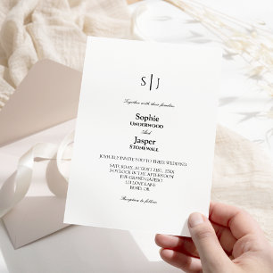 Modern Classic Simple Monogram Wedding Invitation