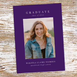 Modern Classic Simple Purple Two Photo Graduation Announcement