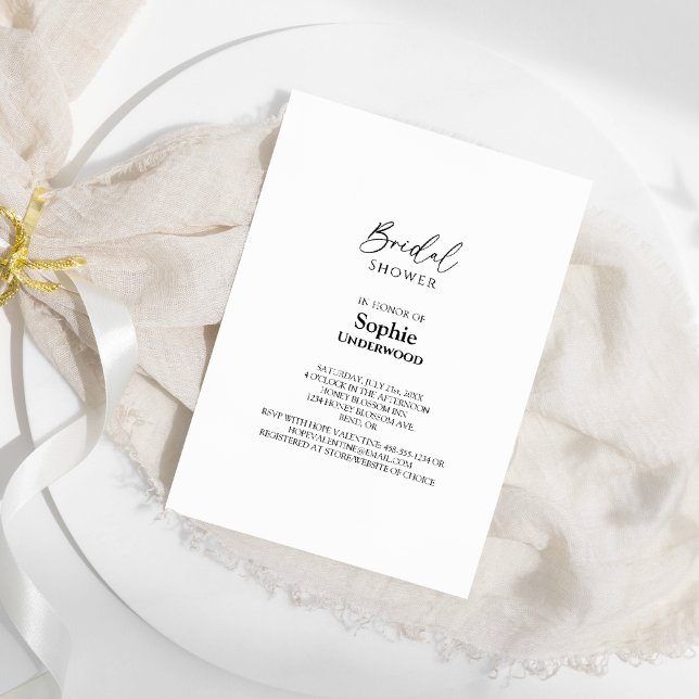 Modern Classic Simple Wedding Bridal Shower Invitation (Creator Uploaded)