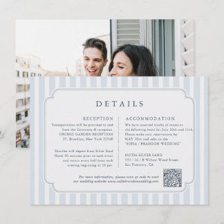Modern Classic Stripes Dusty Blue Vintage Details Enclosure Card
