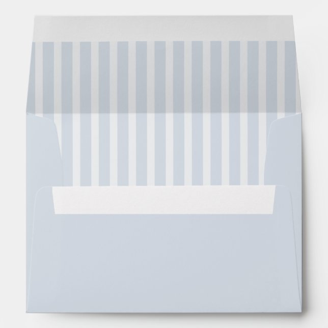 Modern Classic Stripes Dusty Blue Vintage Wedding Envelope (Back (Bottom))