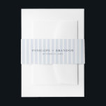 Modern Classic Stripes Dusty Blue Vintage Wedding Invitation Belly Band<br><div class="desc">This dusty blue striped wedding belly band features soft slate vertical stripes paired with elegant minimalist typography. The clean and classic design adds a refined finishing touch to wedding invitation suites while keeping the presentation polished and organized. Perfect for wrapping invitations, RSVP cards, and details inserts together, this belly band...</div>