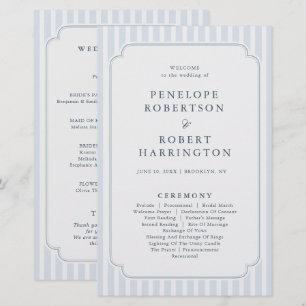Modern Classic Stripes Dusty Blue Wedding Program