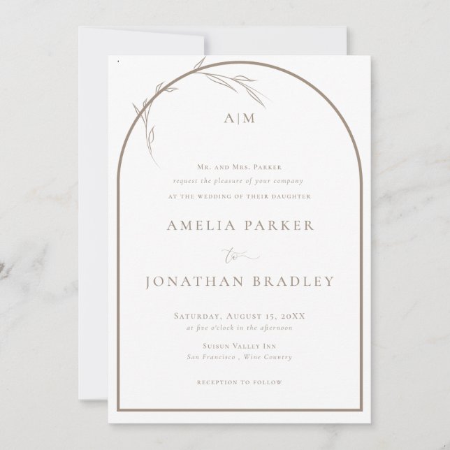 Modern Classic Taupe | Formal Wedding Invitation (Front)