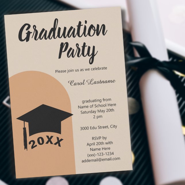 Modern Classic Terracotta Arch Graduation Party Invitation (Creator Uploaded)