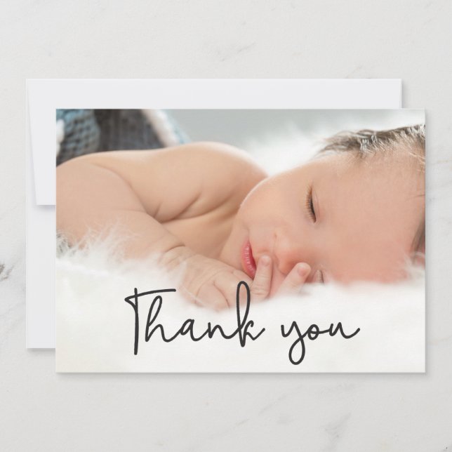 Modern Classic Thank You Baby Photo Announcement (Front)