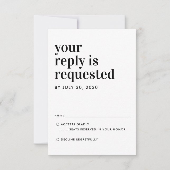 Modern Classic Typography Response Wedding RSVP (Front)