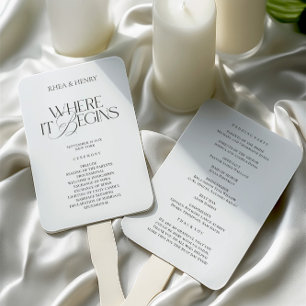 Modern Classic Wedding Ceremony Program  Hand Fan
