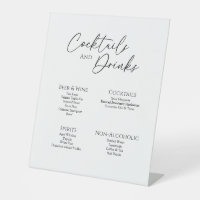 Modern Classic Wedding Drinks Bar Sign
