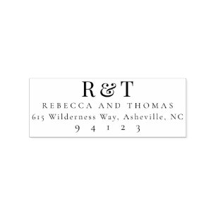 Modern Classic Wedding Monogram Return Address  Rubber Stamp