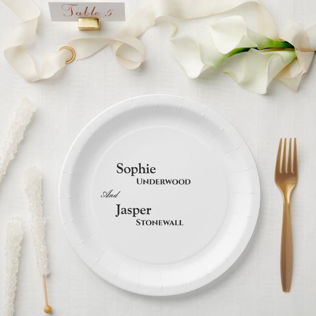 Modern Classic Wedding Paper Plate (Wedding)