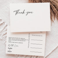 Modern Classic Wedding Thank You Postcard