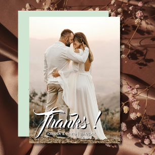 Modern Classic Wedding Thanks Photo Sage Green Thank You Card