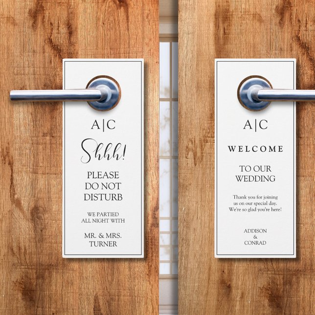 Modern Classic White Monogram Wedding Door Hanger (Creator Uploaded)