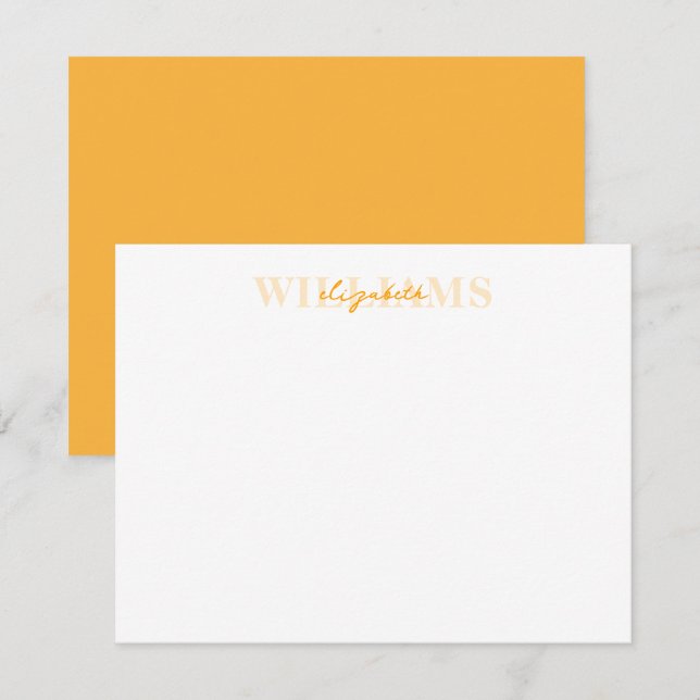 Modern Classic Yellow Handwritten Script 2 Name Card (Front/Back)
