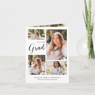 Modern Classy 5 Photo Collage Graduation Folded Announcement