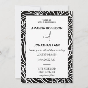 Modern Classy Black and White Wedding Invitation