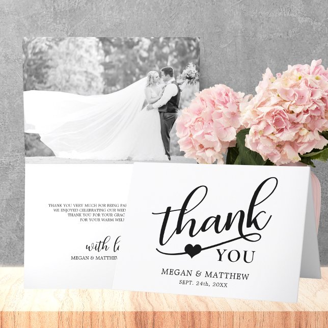 Modern Classy Black White Wedding Thank You PHOTO (Creator Uploaded)