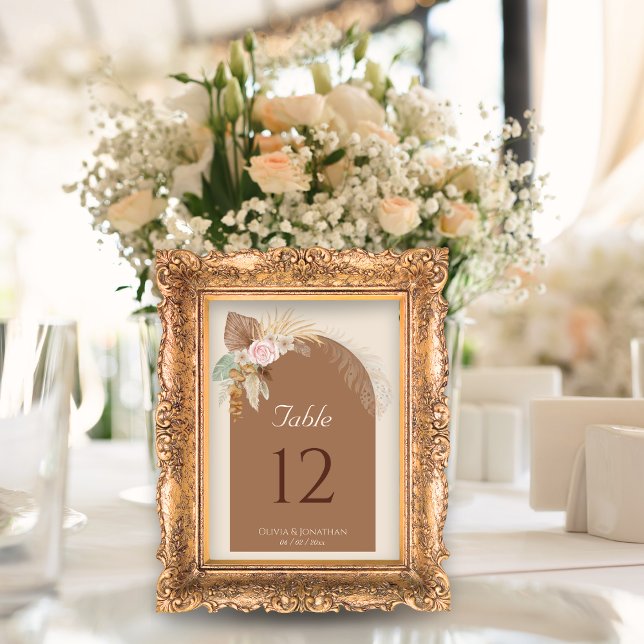 Modern Classy Boho Rustic Beige Brown Wedding Table Number (Creator Uploaded)