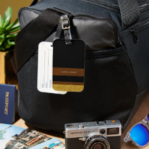 Modern Classy Brown Gold Black  Luggage Tag