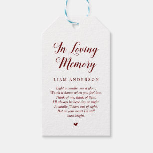 Modern Classy Burgundy, Funeral Memorial Service Gift Tags
