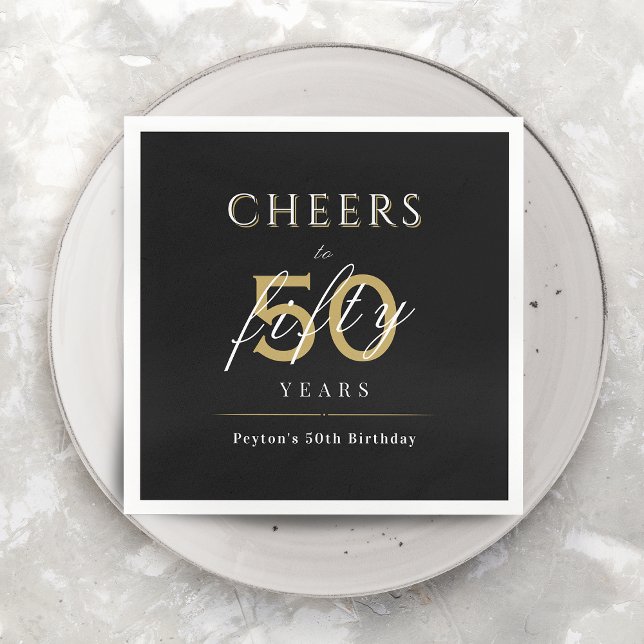 Modern classy cheers to 50 years birthday party napkin (Modern classy cheers to 50 years birthday party napkins)