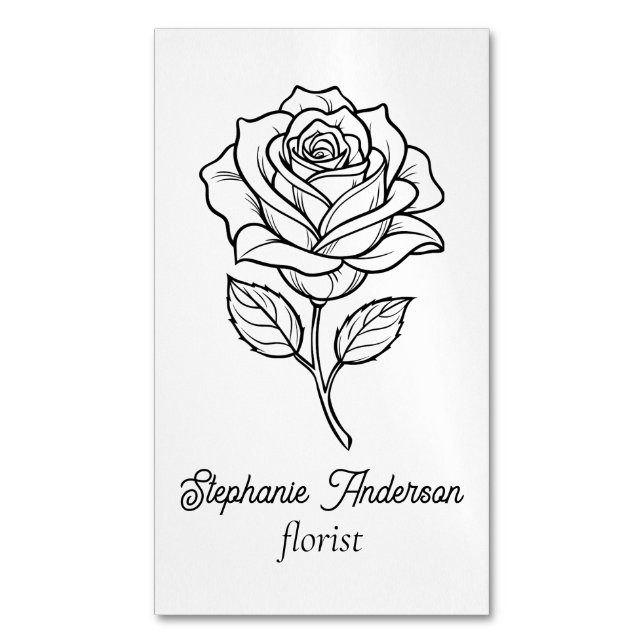 Modern Classy Floral Pattern Florist Magnetic Business Card (Front Vertical)