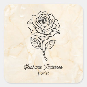 Modern Classy Floral Pattern Florist Square Sticker