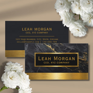 Modern Classy Gold and Black Marble Professional Business Card