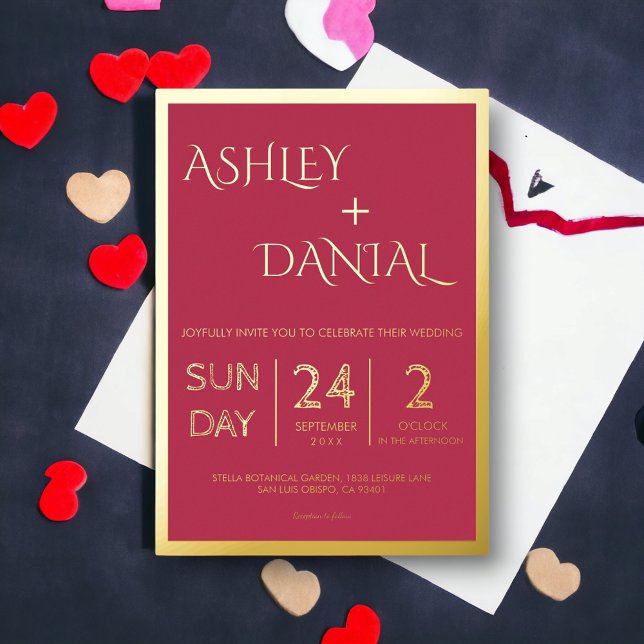 Modern Classy Magenta Gold Script Framed Wedding F (Creator Uploaded)