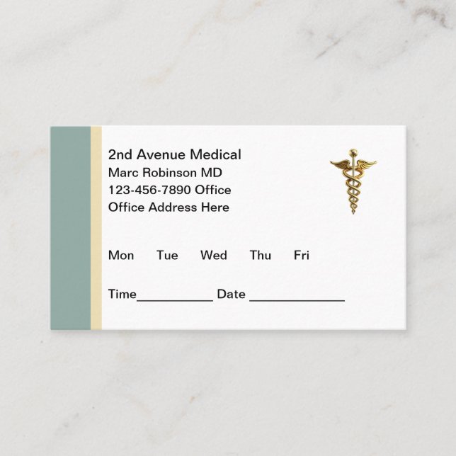 Modern Classy Medical Office Appointment Cards (Front)