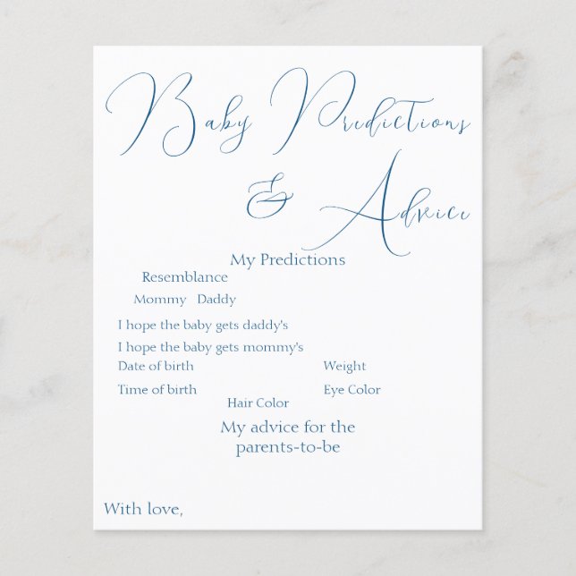 Modern Classy Minimalist Baby Predictions & Advice (Front)