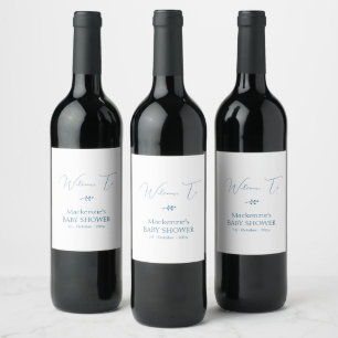 Modern Classy Minimalist Baby Shower Wine Label