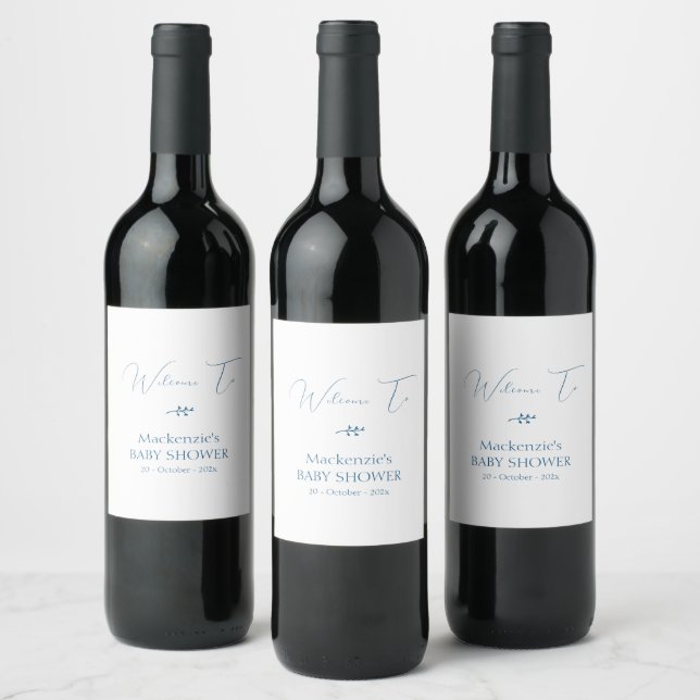 Modern Classy Minimalist Baby Shower Wine Label (Bottles)